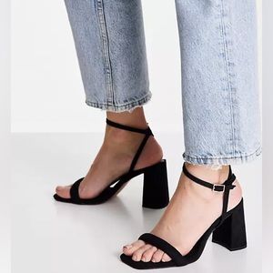 ASOS Block Heel Black Wide Fit Size 8